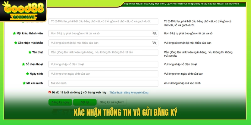 Kiểm tra kỹ lại thông tin và gửi đăng ký